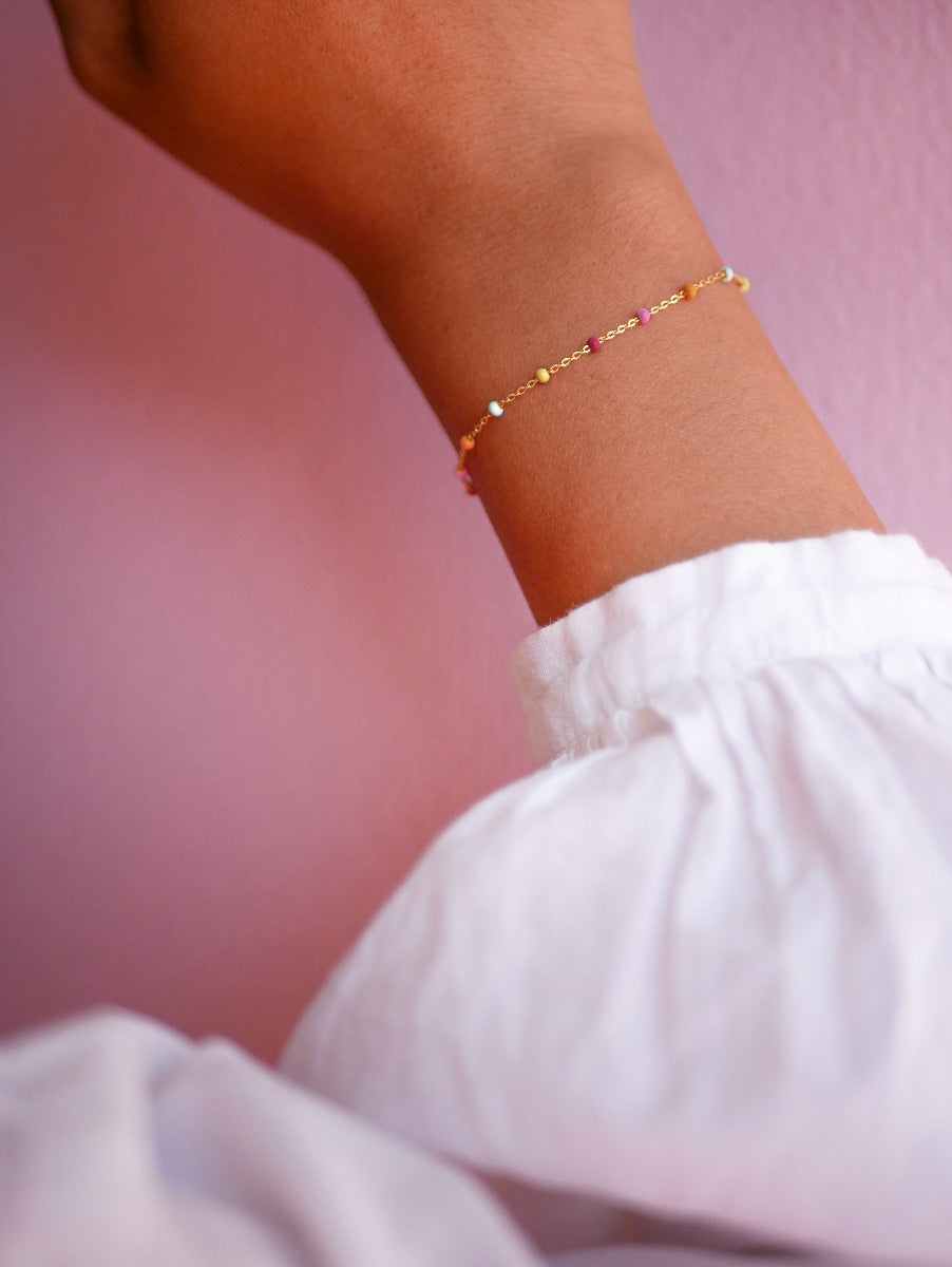 Enamel Lola Rainbow armbånd - Guld - Bahne
